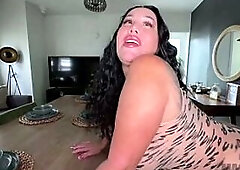 Thick and Curvy Latin babe Queen Rogue Slurps, Bounces, and Bangs JMac's Large Knob