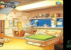 Blonde mechanic and astronaut respond to alien distress call in cartoon space adventure