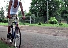 sexy gypsy guy gets an outdoor masturbating in Prague