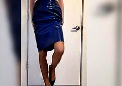 I'm wearing glossy hose with a shiny glossy pvc lined petticoat.
