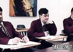 Golden-haired Older Teacher Getting Group-fucked In The Classroom