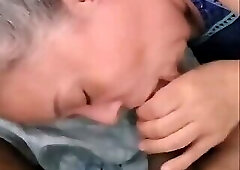 Latina granny gives blowjob for facial...