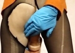 Loving the feeling of a massive dildo ramming my tight hole