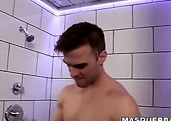 Stud receives a sloppy blowjob before fucking his man anally