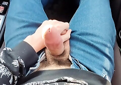 Taxi Driver Jerks Off My Big Dick While Driving Me Home From College