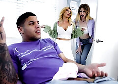 Sara St Clair and Lucy Foxx are enjoying FFM hardcore sex