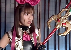 Her nipples are pinched, her penis is thrust deep into her throat, and she is creampied.