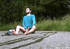 Caught pissing and cumming outdoors - gay public exhibitionist