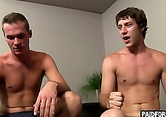 Straight hunk getting fucked and cummed on for cash