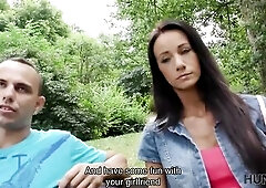 HUNT4K. Cuckold watches how his girlfriend bangs for cash in park