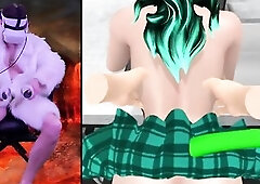 Screwing a succubus in VR game "Succubus' Helping Hand". Interactive game in virtual reality