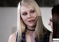 Teen model seducing and pussy licking big tits milf manager