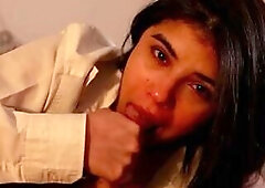 Romantic POV Blow job – Deepthroat, Ball Licking and Cum Gulp in Open White Shirt - Selena Vega