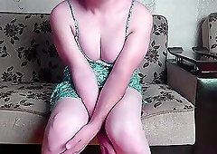 OILED KNEELING Ladyboy Smooth White Skin Cute Legs Hot Big Tits Natural Beauty Sissy Femboy Model