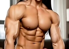 AI Muscle Girl Shemale Cumshot #4