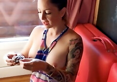 Horny big-boobed milf Wetkelly indulges in sperm-eating food porn session