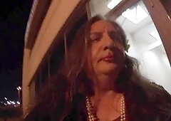 Amateur femboy CD takes a risk outdoors in heels and mini dress, narrowly escaping discovery