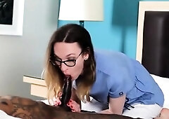 Horny shemale gives into temptation and fucks big black dick