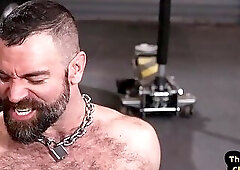 Car mechanics assfisted in extreme fisting 3some by stud