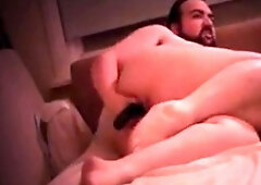 Chubby Bear Daddy Plays With Two Dildos