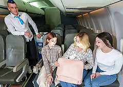 Sucking sluts taking care of his cock while on board