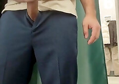 In the fitting apartment with the curtain open, I jizz sans my mitts. Bare in public