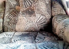 Hot girl fingering her hairy pussy under the warm dress while chatting dirty online before going to office. NO panties but bush. Closeup. Best time sp