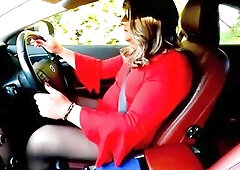 crossdresser kellycd enjoying the evening sun with a precious drive out in the countryside