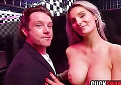 Cuck hubby watching wife screw stranger in public WC