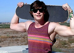 Jock with a nice cock, Clay Anker, masturbates HARD