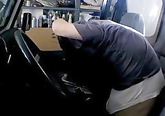 Naughty jock smoking in a car and jerking off solo