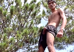 exhibitionist gets nude in the middle of the mountain