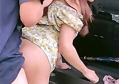 Hot ladyboy sex in the back of a car with huge cumshots