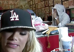 Shyla Stylez Flashes Her Big Tits While Having a Wrist Tattoo - AltErotic