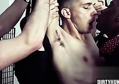 Muscle jock rimjob and cumshot