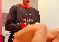 Fitness Guy with Big Cock Masturbates with Fleshlight After Rowing Workout - Anime Face - –