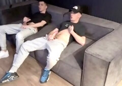 Two Friends Jerk Off Shirtless