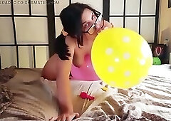 Cute Ponytails Girl Blow and Pop Balloons - Bunny Looner