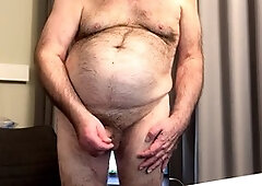 Hairy gay, locker room, stroke