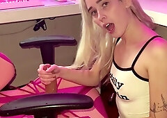 Horny blonde masturbates with two toys in hd video