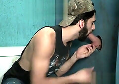 Hunk sucks gloryhole dong