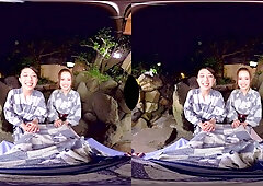 Outdoor Onsen Heavenly Handjob And Blowjob Threesome; Japanese Babes Pov