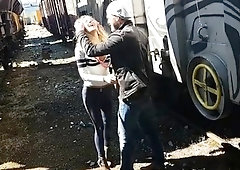 Wild blonde milf with a perfect ass gets fucked hard outside