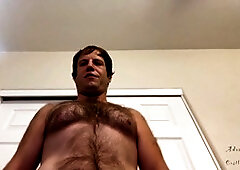 Domination and ass worship fetish video with hairy and furry gay slave Adam Castle