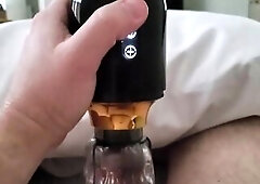 DAD HAVING ENJOYMENT IN COUCH WITH FRESH TOY - GROANING AND MOANING - LASTLY SOME ALONCE! :)