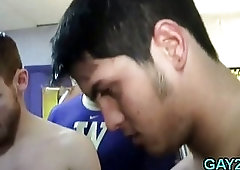 Gripping gay orgy in the shower