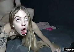 18 y.o. blonde with nice boobs gets fucked anf creampied in the college dorm