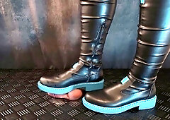 Miku Bootjob in Black and Blue High Boots - Cock Balls