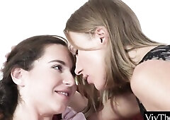 Hot blond teaches cute student to dance then eats her snatch