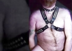 Shaggy FTM trans bear shows off and fills his squirting vagina